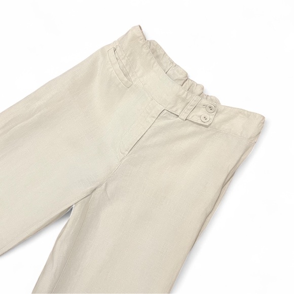Eileen Fisher Mid-Rise 100% Linen Cropped Pant Off-White XS Straight Leg Natural - Picture 1 of 16
